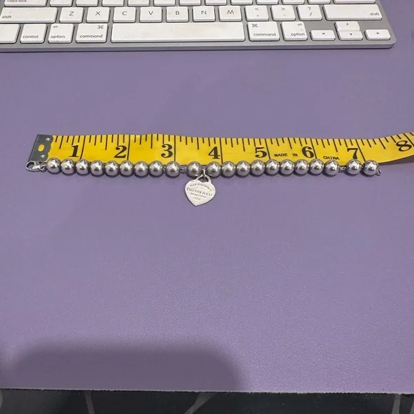 Tiffany & Co. Silver Bead Bracelet with Heart Tag - Picture 5 of 12